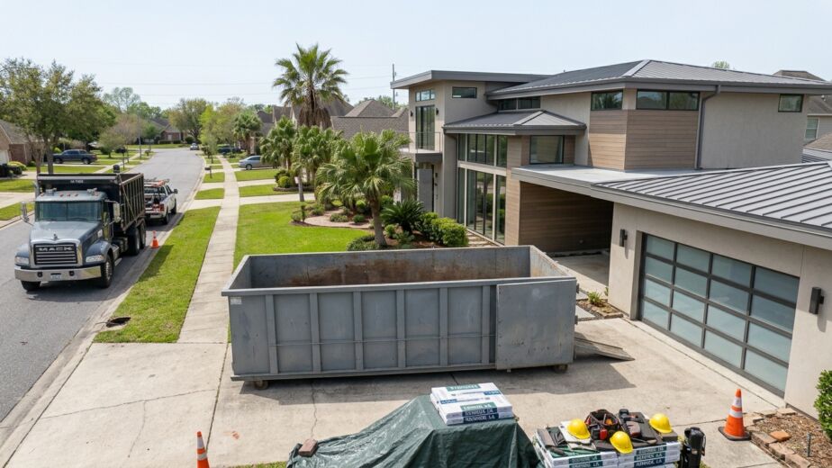 Roofing Dumpster Rental in Kenner LA for residential roof replacement