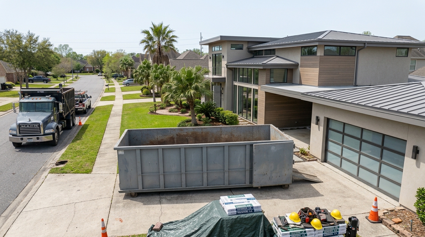 Roofing Dumpster Rental in Kenner LA for residential roof replacement