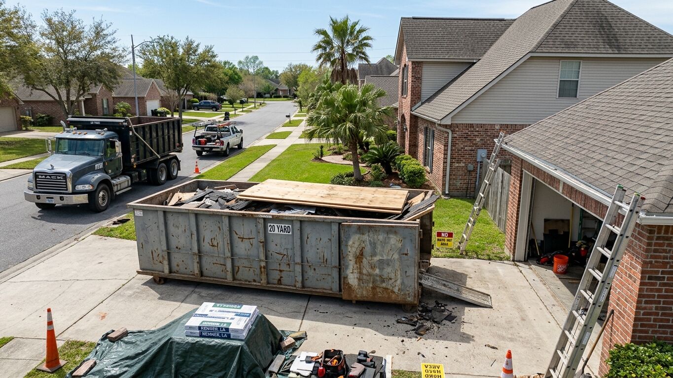 Roofing Dumpster Rental in Kenner LA with roll-off dumpster for roofing debris